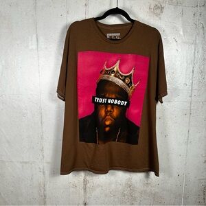 Brown Notorious B.I.G.  “Trust nobody” oversized streetwear shirt size‎ S/M NWOT